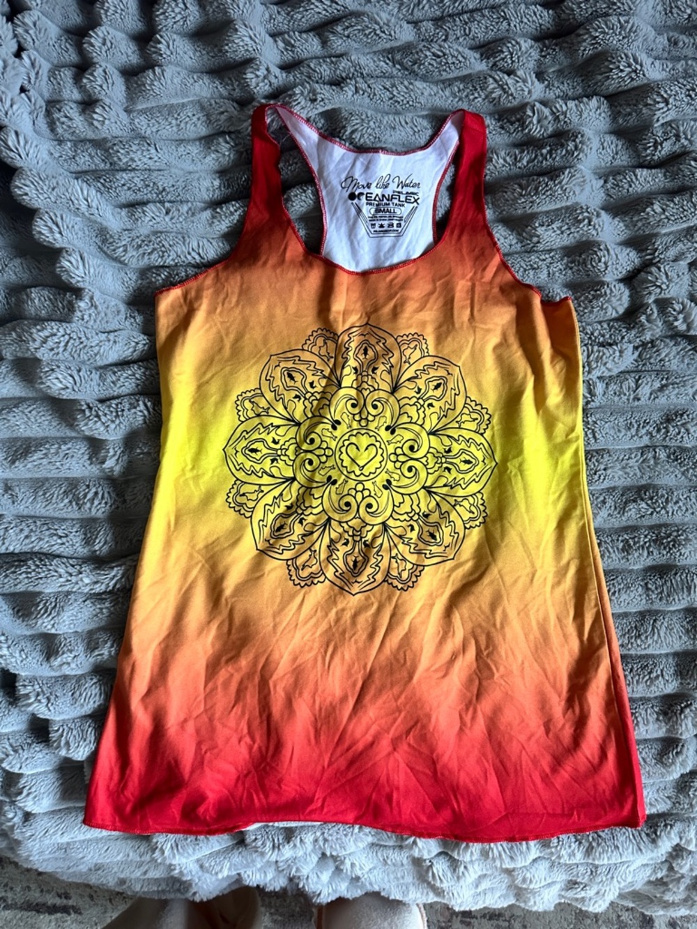 Women’s Yellow-Orange Gradient Racerback Tank with Mandala